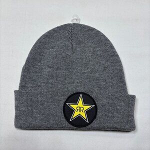 Rockstar Energy Drink Gray Knit Cuff Beanie Cap Hat Winter Adult OS